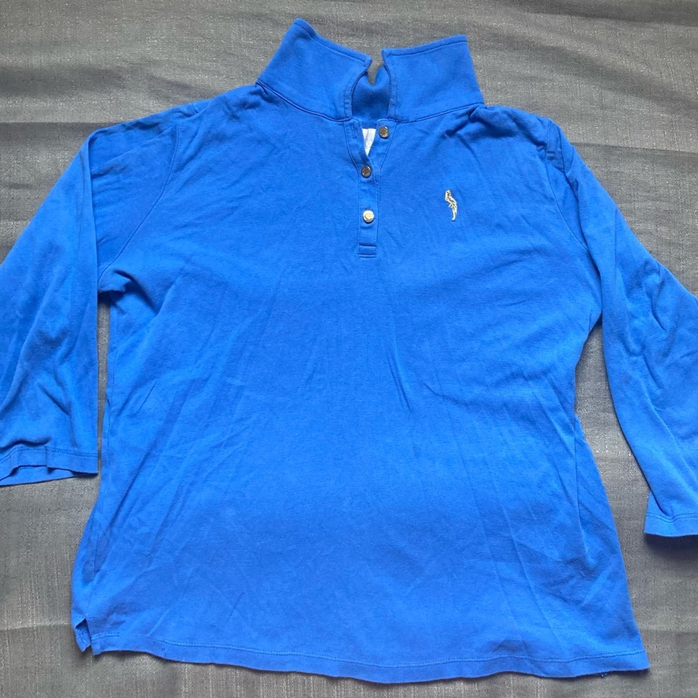 Cappagallo Solid Blue Collared Polo Shirt Top Women Large - Casual Business Golf